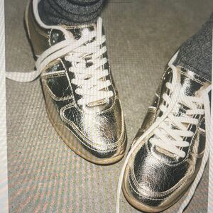 Zara Metallic Gold Sneakers